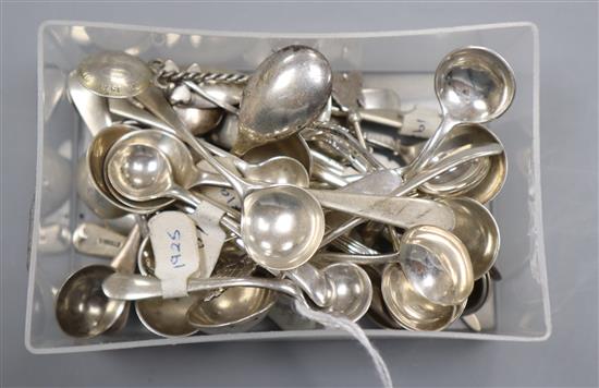 Thirty six assorted mainly 20th century silver and white metal condiment spoons.